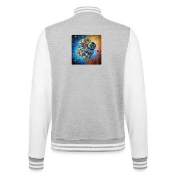 Kosmische Uhrwerk Fusion - College-Sweatjacke - Grau meliert/Weiß - Hinten - Marisol (170cm)
