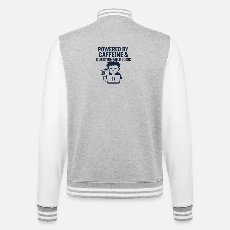 Kaffeemaschine und technischer Stil - College-Sweatjacke - Grau meliert/Weiß