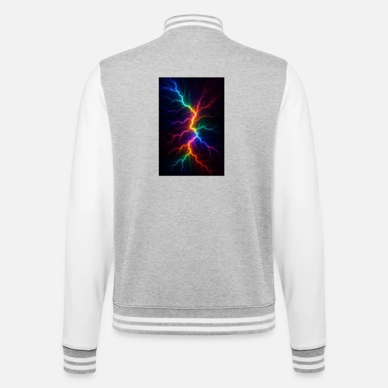 Rainbow Lightning Storm - College Sweat Jacket - heather grey/white