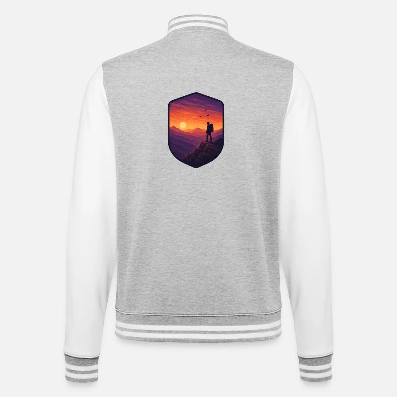 Sunset Ridge - College-Sweatjacke - Grau meliert/Weiß