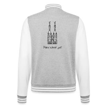 Alles Weed jot - College-Sweatjacke - Grau meliert/Weiß - Hinten - Marisol (170cm)