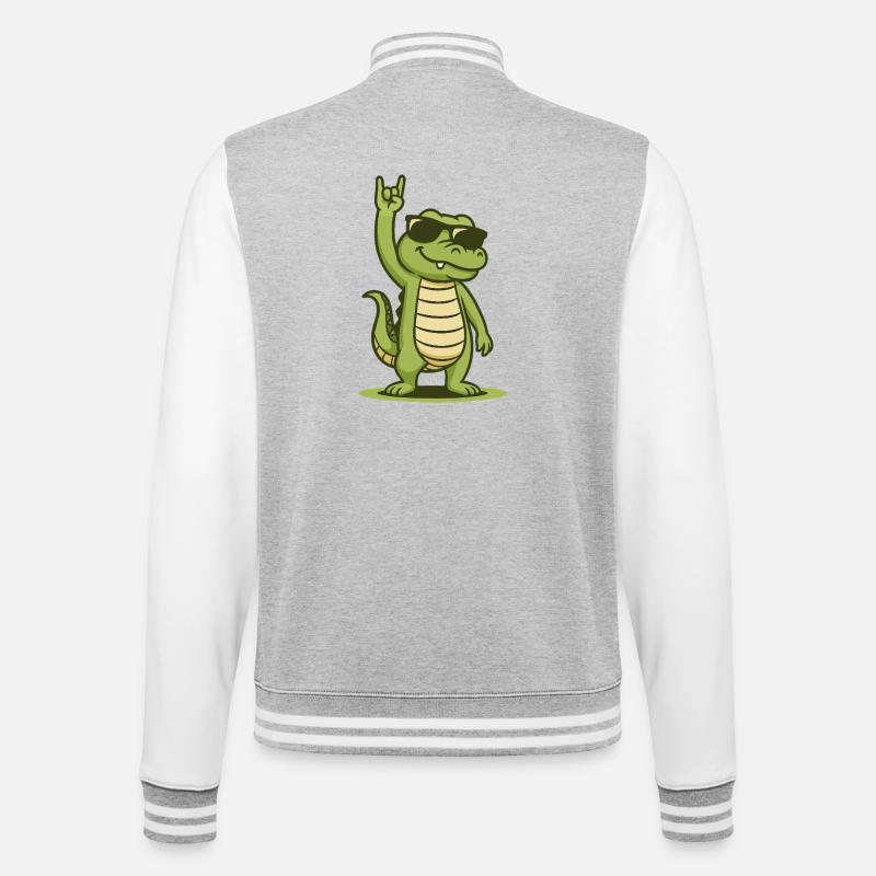 Rock’n’Roll Krokobaby - College-Sweatjacke - Grau meliert/Weiß