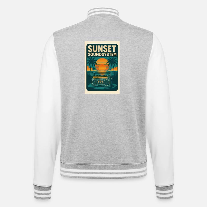 Sunset Soundsystem - College-Sweatjacke - Grau meliert/Weiß