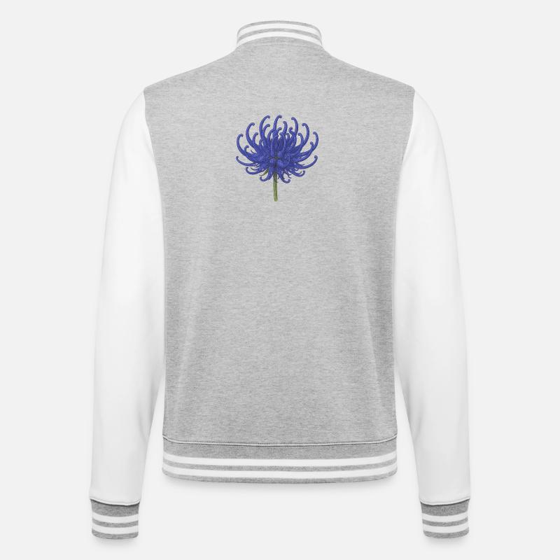 Elegante Blaue Chrysantheme Illustration - College-Sweatjacke - Grau meliert/Weiß