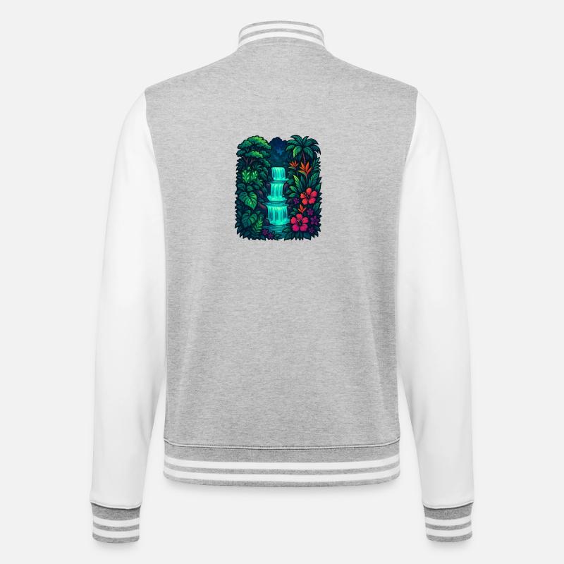 Tropical Waterfall - College Sweat Jacket - heather grey/white