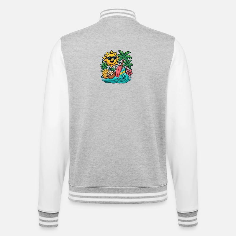 Sonnenstrand Paradies Surf Design - College-Sweatjacke - Grau meliert/Weiß