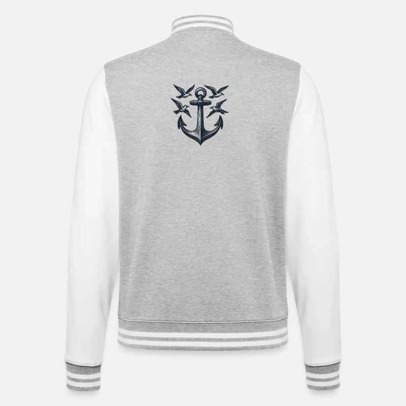 Anker Möwe - College-Sweatjacke - Grau meliert/Weiß
