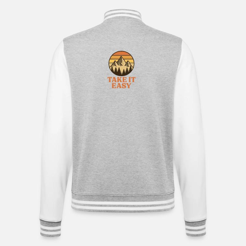 Take it easy− Spruch für Wanderfreunde - College-Sweatjacke - Grau meliert/Weiß