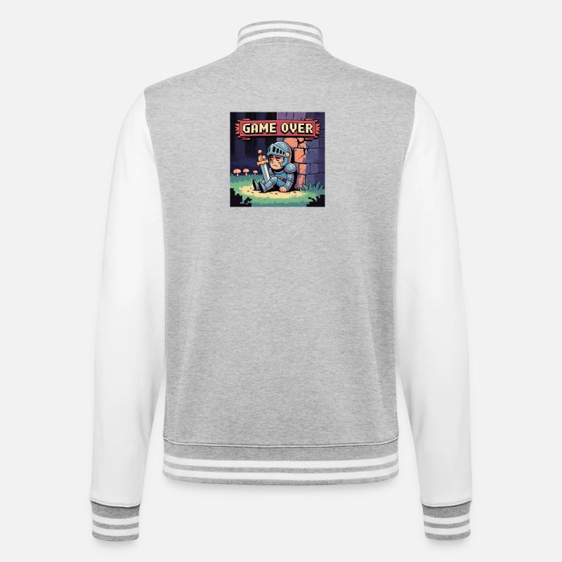 A pixel character burned by art - College Sweat Jacket - heather grey/white
