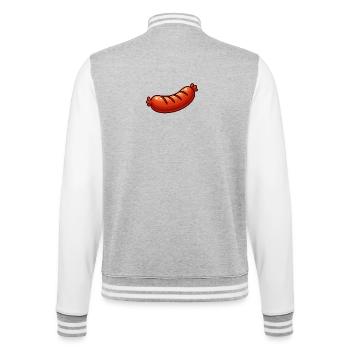 Happy Bratwurst Cartoon - College Sweat Jacket - heather grey/white - Back - Marisol (170cm)