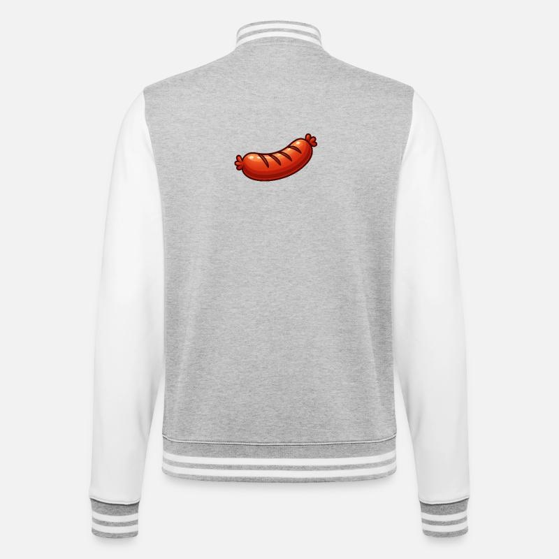 Fröhliche Bratwurst Cartoon - College-Sweatjacke - Grau meliert/Weiß