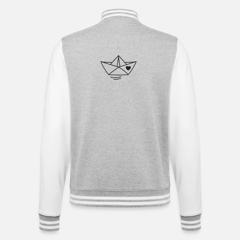 Herz Papierboot Illustration - College-Sweatjacke - Grau meliert/Weiß
