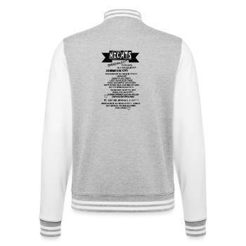 NICHTS Geschenke Nichtswünscher - College-Sweatjacke - Grau meliert/Weiß - Hinten - Marisol (170cm)