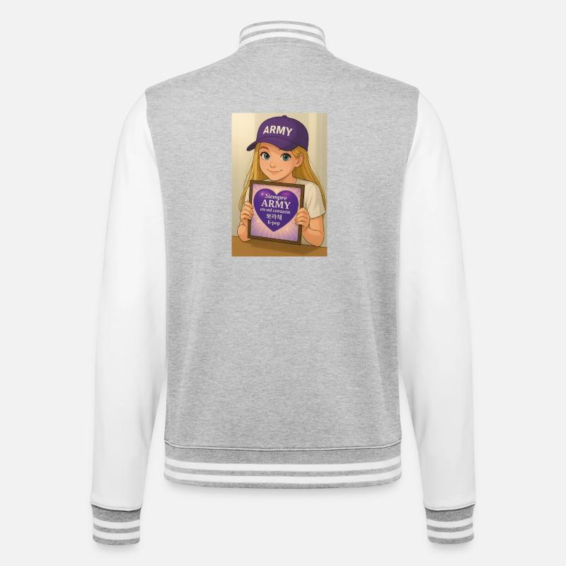 Fans de K-pop de l’armée - Veste Teddy - gris chiné / blanc