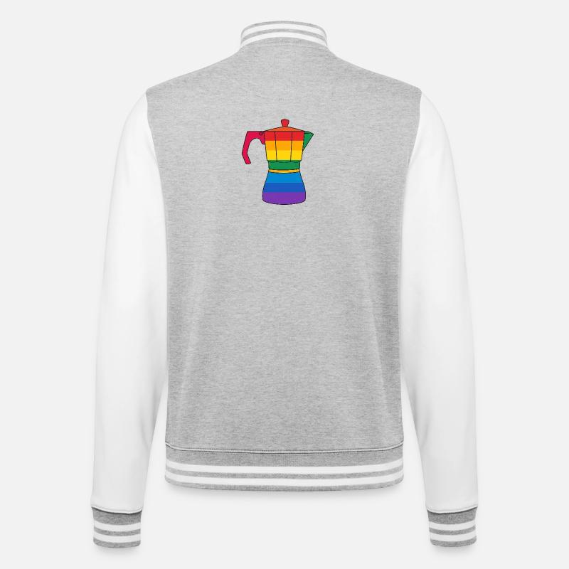 Lebendige Regenbogen-Kaffeemaschine - College-Sweatjacke - Grau meliert/Weiß