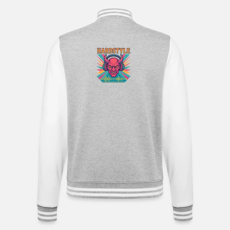 Hardstyle Dämon Design - College-Sweatjacke - Grau meliert/Weiß
