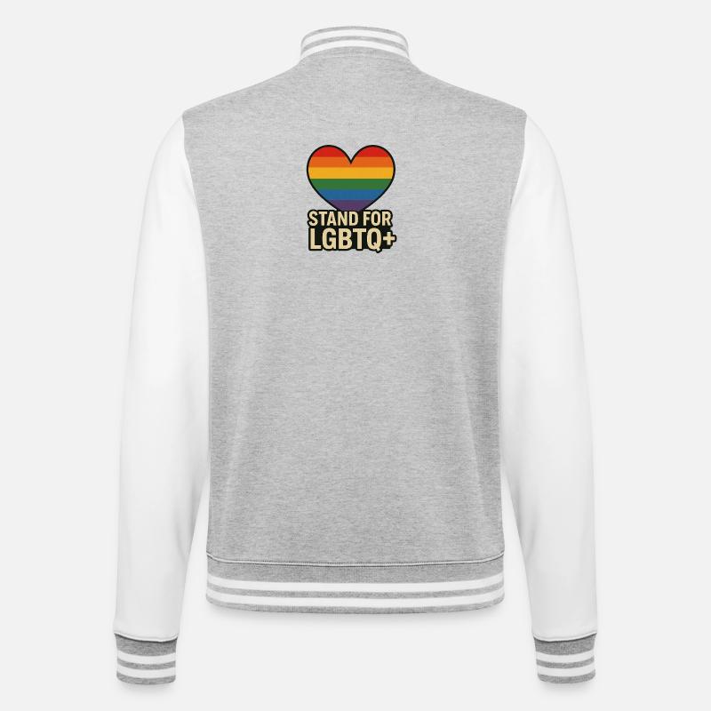 Pride Heart LGBT Support Design - College Sweat Jacket - heather grey/white