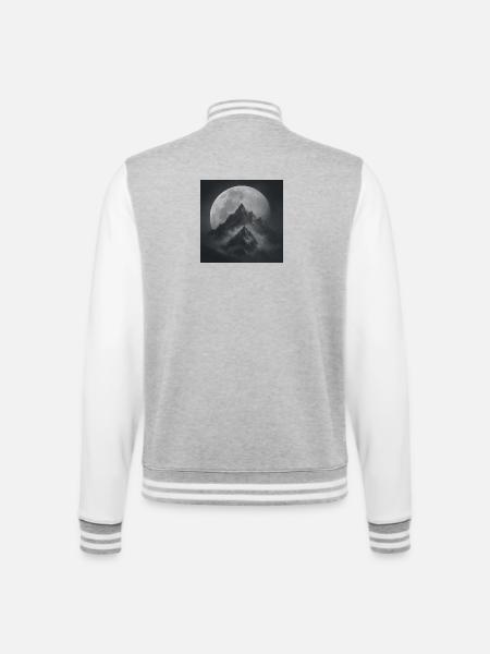Magische Berge bei Vollmond - College-Sweatjacke - Grau meliert/Weiß