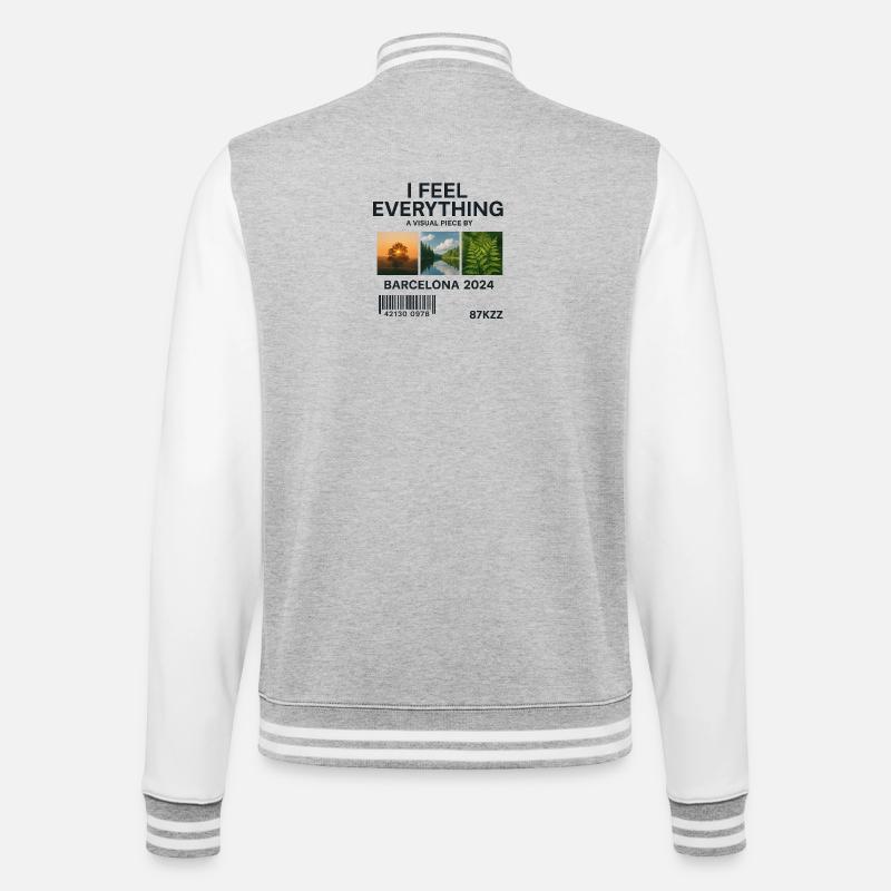I Feel Everything: Visual Piece Barcelona - College Sweat Jacket - heather grey/white