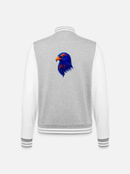 Farbiger Adler im Neonstil - College-Sweatjacke - Grau meliert/Weiß