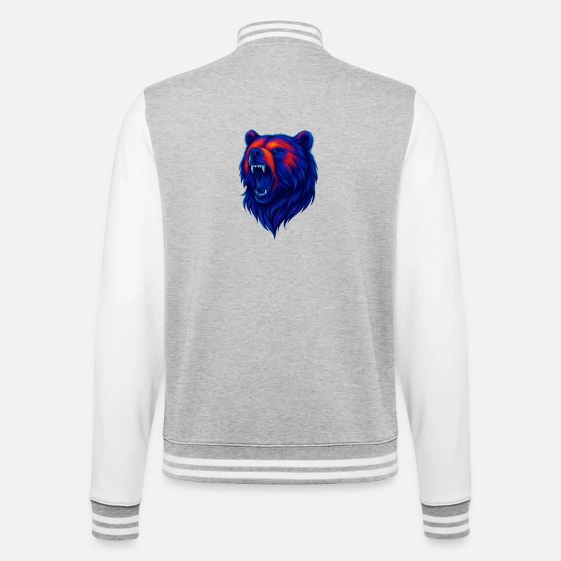 Life-robbing bear head in neon style - College Sweat Jacket - heather grey/white
