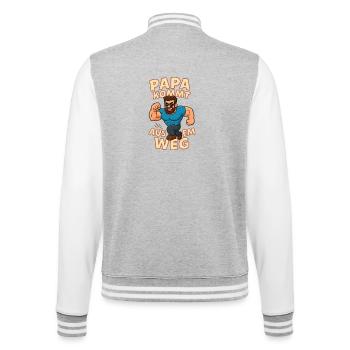 Dad Gets Out Of The Way Cartoon - College Sweat Jacket - heather grey/white - Back - Marisol (170cm)