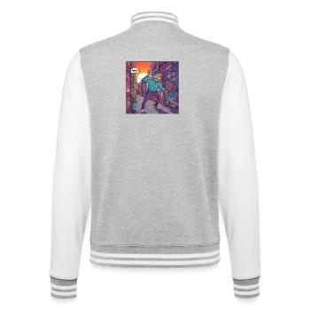 Jugendlicher Streetstyle in Graffiti-Straße - College-Sweatjacke - Grau meliert/Weiß - Hinten - Marisol (170cm)
