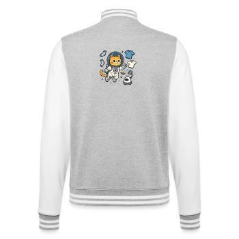 Blanchisserie Space Cat – Chemise d’astronaute kawaii - Veste Teddy - gris chiné / blanc - Dos - Marisol (170cm)