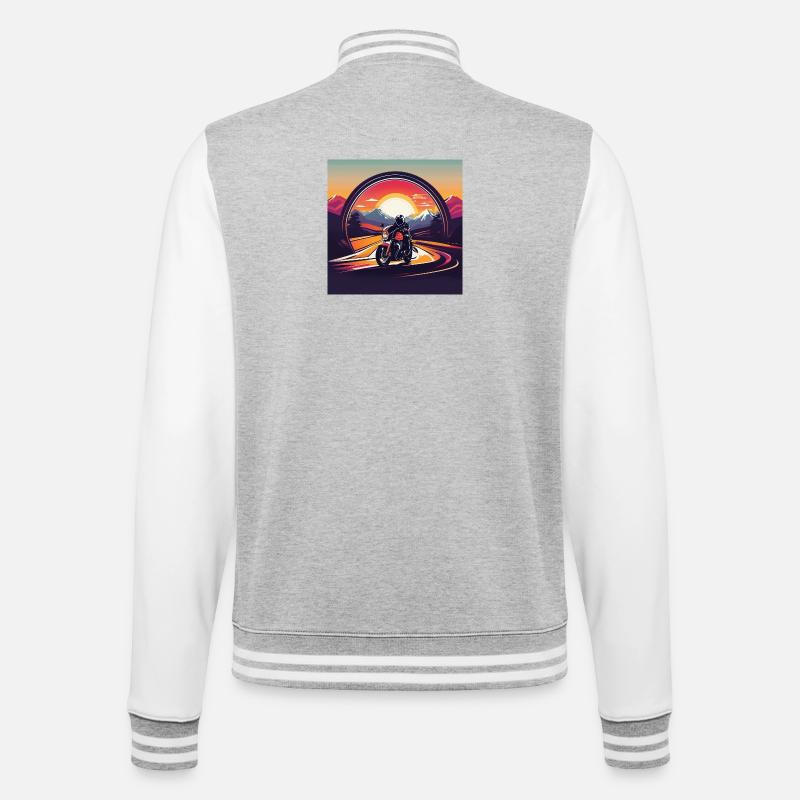 Motorcycle design in the sunset - College Sweat Jacket - heather grey/white