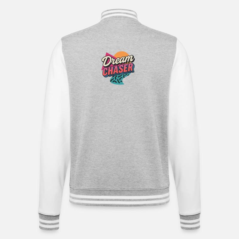 Retro 80er Inspired Dream Chaser Design - College-Sweatjacke - Grau meliert/Weiß