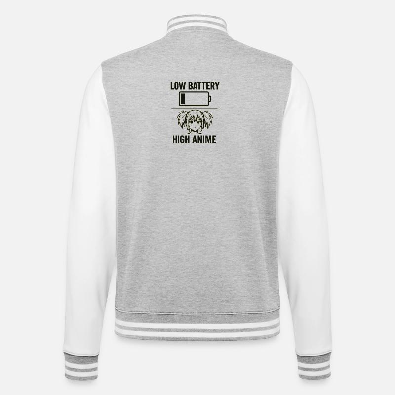 Anime Mädchen mit Akku Warnung - College-Sweatjacke - Grau meliert/Weiß