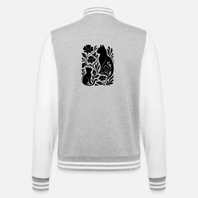 Chats et fleurs élégants – Élégant - Veste Teddy - gris chiné / blanc