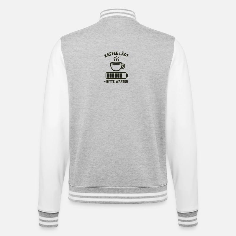 Kaffee lädt – bitte warten - College-Sweatjacke - Grau meliert/Weiß