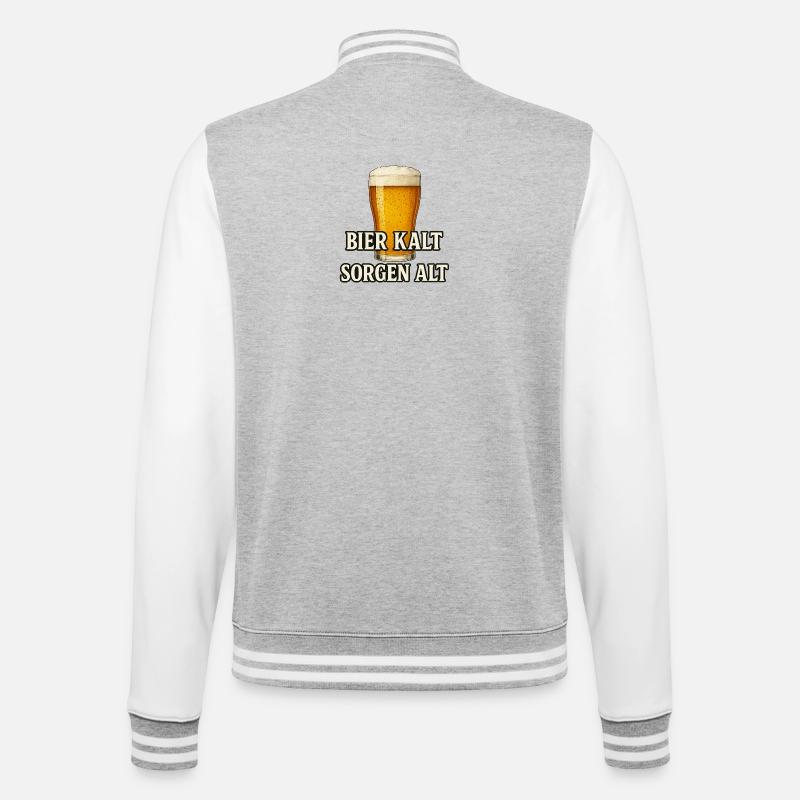 Kühles Bier Zitat Design - College-Sweatjacke - Grau meliert/Weiß