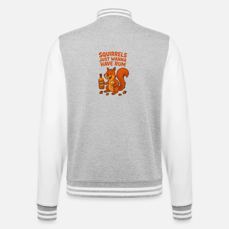 Écureuil au rhum et à l’humour - Veste Teddy - gris chiné / blanc