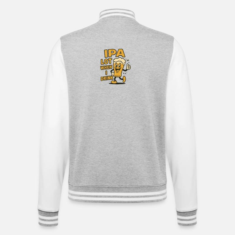 Cheerful beer drinker expression - College Sweat Jacket - heather grey/white