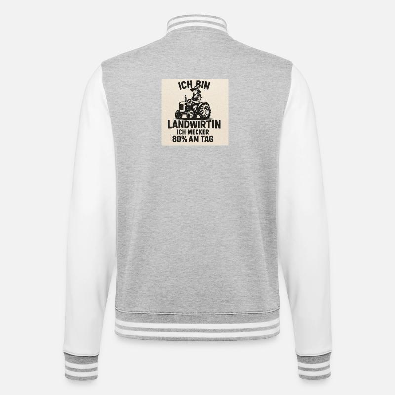 IchBinLandwirtin Traktorwitz - College-Sweatjacke - Grau meliert/Weiß