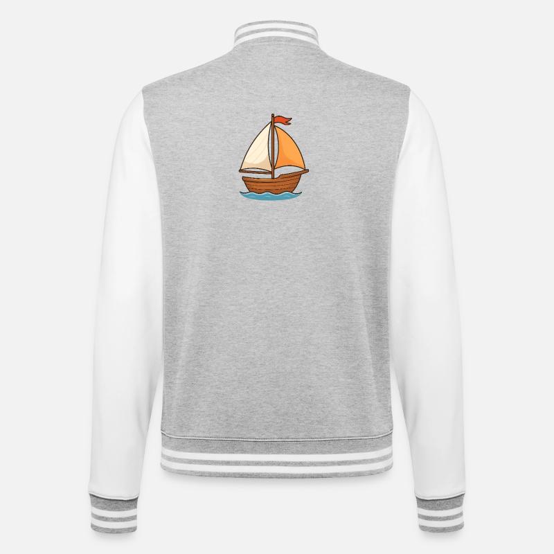 Maritimes Segelschiff Wasserfarben Design - College-Sweatjacke - Grau meliert/Weiß