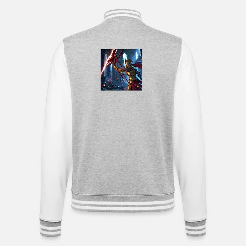 Guerrier mythique en combat épique - Veste Teddy - gris chiné / blanc