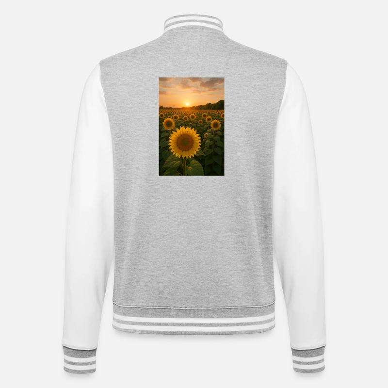 Sunflower fields at sunset - College Sweat Jacket - heather grey/white