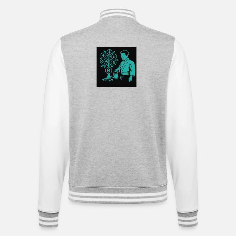 Satoshi Baum - College-Sweatjacke - Grau meliert/Weiß
