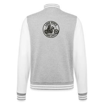 Laute Rohre retten Leben Motorrad-Design - College-Sweatjacke - Grau meliert/Weiß - Hinten - Marisol (170cm)