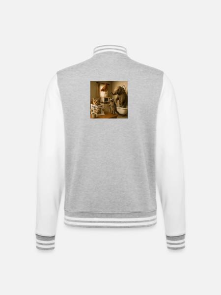 Unusual animals in the bathroom - College Sweat Jacket - heather grey/white