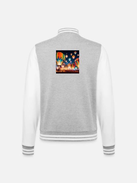 Bunte Nacht-Heißluftballons - College-Sweatjacke - Grau meliert/Weiß