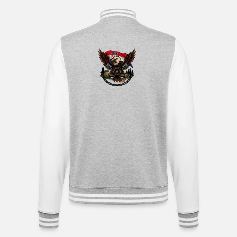 Croatian Imperial Crusader Eagle - College Sweat Jacket - heather grey/white
