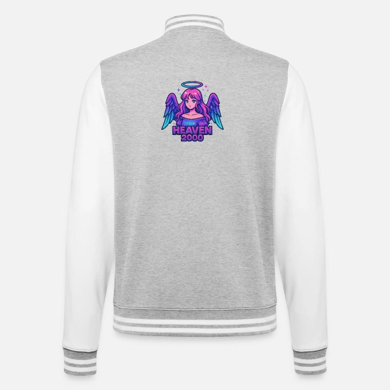 Himmlisches Engel-Design - College-Sweatjacke - Grau meliert/Weiß