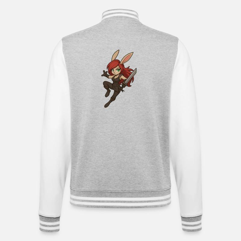 Kata-Toni-Bunny - College-Sweatjacke - Grau meliert/Weiß