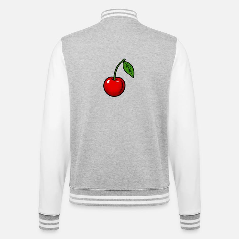 Fruity cherry print with leaf design - College Sweat Jacket - heather grey/white