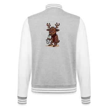 Verrücktes Rentier - College-Sweatjacke - Grau meliert/Weiß - Hinten - Marisol (170cm)