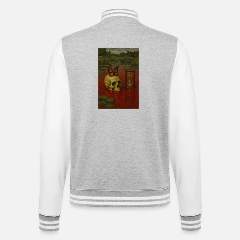 Die Zeit wird nicht warten - College-Sweatjacke - Grau meliert/Weiß
